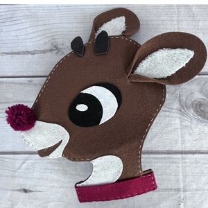Pottery Barn Kids Rudolf The Red Nose Reindeer Felt Chair Backer  Gift Holder